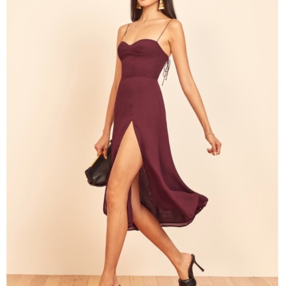 Reformation Juliette dress in plum